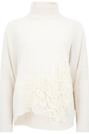 D.EXTERIOR Strik, Dame, Hvid, L, Uld, Hvid Sweater til Kvinder