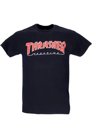 Thrasher Top, unisex, Sort, XL, Bomuld, Sort/Rød Tee Kortærmet Crew Neck