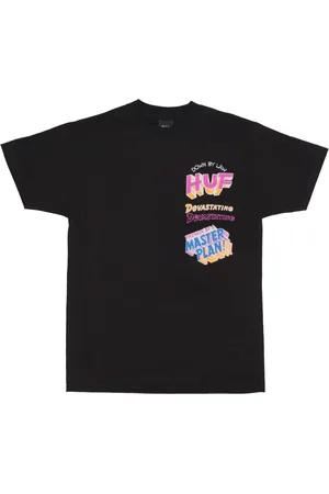 Huf Top, Herre, Sort, XL, Bomuld, Sort Crew Neck T-shirt med Logo Print