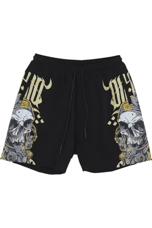 DOLLY NOIRE Badetøj, Herre, Sort, L, Nylon, Sorte Skull Swimshorts med Mesh