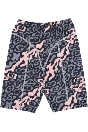 Vision Of Super Sport, Dame, Flerfarvet, M, Polyester, Leopard Cykelshorts Pink/Grå