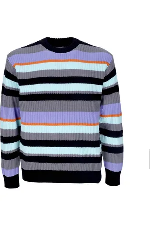 Obey Strik, Herre, Flerfarvet, S, Bomuld, Stribet Crew Sweater Pewter Multi