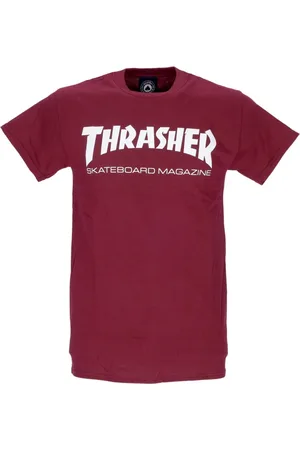 Thrasher Top, Herre, Brun, M, Bomuld, Skatemag Tee Herre T-shirt Maroon/Hvid