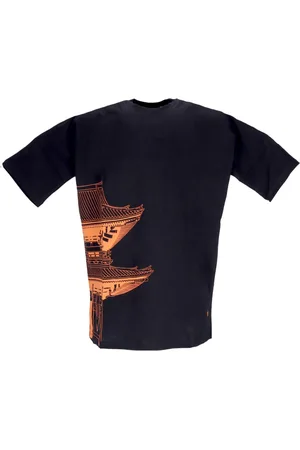 DOLLY NOIRE Top, Herre, Sort, XL, Bomuld, Tokyo Herre Kimono T-shirt Sort/orange