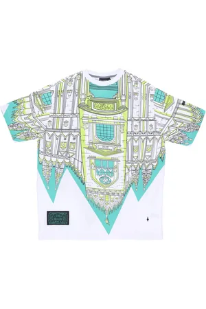 DOLLY NOIRE Top, Herre, Hvid, XS, Bomuld, Milan Cathedral Print Herre T-shirt Hvid