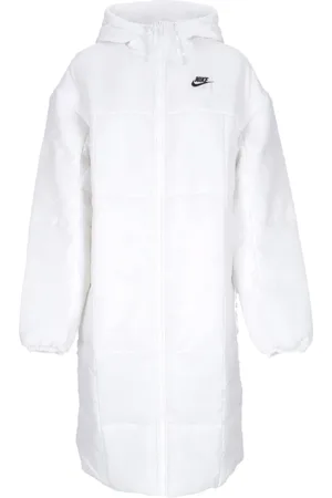 Nike Frakke, Dame, Hvid, M, Uld, Lang Dunjakke Klassisk Parka Hvid/Sort