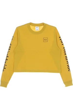 Huf Sweathshirts & Hoodies, Dame, Gul, XS, Uld, Crop Langærmet T-shirt Guld