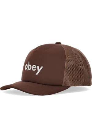 Obey Tilbehør, Herre, Brun, ONE SIZE, Polyester, Brun buet visor trucker kasket