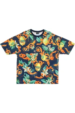 DOLLY NOIRE Top, Herre, Flerfarvet, XL, Uld, Citroner All Over Print T-shirt Blå
