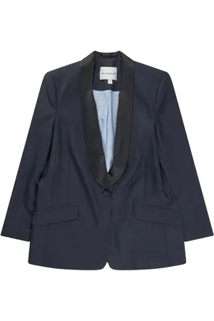Munthe Jakke, Dame, Blå, 2XL, Elegant Blazer med dyb V-udskæring