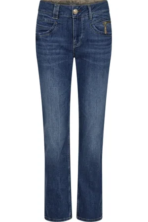 Mos Mosh Jeans, Dame, Blå, W25, Bomuld, Højtaljede Mørkeblå Jeans med Lynlåsdetaljer