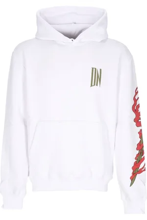 DOLLY NOIRE Sweathshirts & Hoodies, Herre, Hvid, XL, Bomuld, Drage Hættetrøje Hvid
