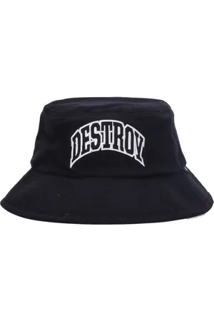 Huf Tilbehør, Herre, Sort, S/M, Uld, Sort Broderet Bucket Hat Destroy Rebuild