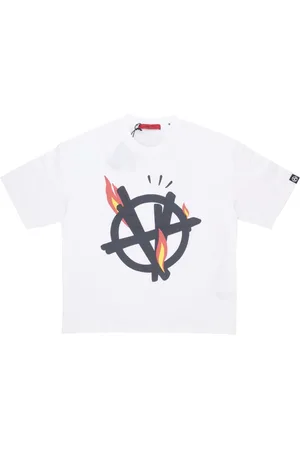 Acupuncture Top, Herre, Hvid, XL, Bomuld, Flamed Logo T-shirt Soft Fit Crewneck