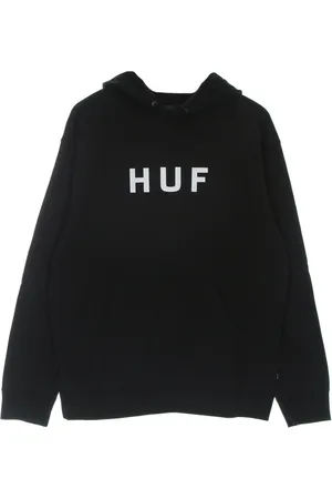 Huf Sweathshirts & Hoodies, Herre, Sort, XL, Bomuld, Sort Logo Hættetrøje Langærmet