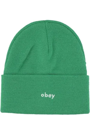 Obey Tilbehør, Herre, Grøn, ONE SIZE, Uld, Grøn Ribstrikket Beanie Hat