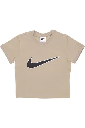 Nike Top, Dame, Brun, XS, Bomuld, Swoosh Logo Cropped T-Shirt Khaki