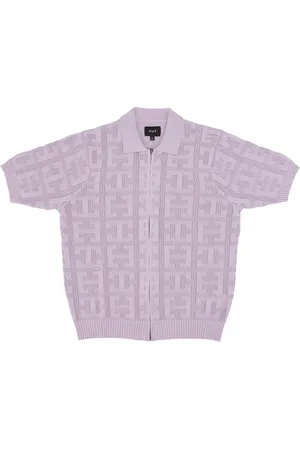 Huf Top, Herre, Lilla, M, Bomuld, Monogram Jacquard Zip Polo Sweater