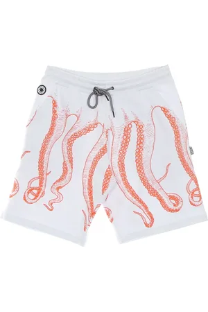 Octopus Shorts, Herre, Hvid, L, Bomuld, Hvid Tracksuit Shorts med Tentakel Print