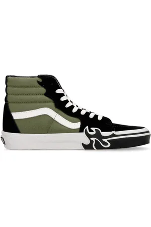 Vans Sko, Herre, Grøn, 45 EU, Flame High-Top Sko med Ikoniske Striber