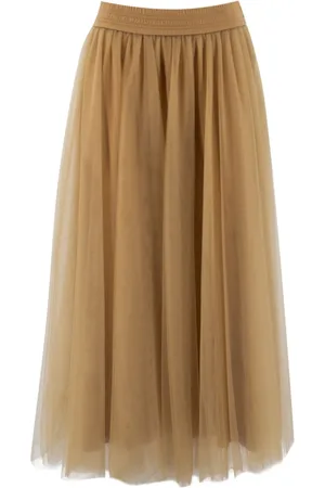 Fabiana Filippi Nederdel, Dame, Brun, M, Tyl, Luksuriøs Tulle Midi Nederdel