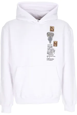 DOLLY NOIRE Sweathshirts & Hoodies, Herre, Hvid, XL, Bomuld, Drage Middelalder Hættetrøje Hvid