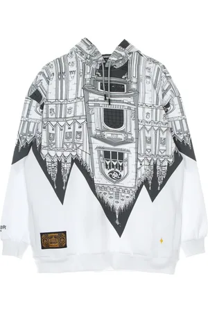 DOLLY NOIRE Sweathshirts & Hoodies, Herre, Hvid, XL, Bomuld, Oversize Hoodie Hvid/grå