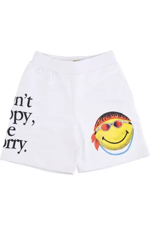 MARKET Shorts, Herre, Hvid, XL, Bomuld, Smiley Logo Sweatshorts Elastisk Talje