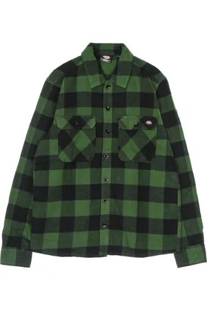 Dickies Skjorte, Herre, Grøn, S, Bomuld, Grøn Flannel Langærmet Skjorte