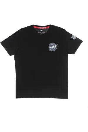Alpha Industries Top, Herre, Sort, L, Bomuld, Nasa Logo Sort Tee Kort Ærme