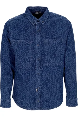 DOLLY NOIRE Skjorte, Herre, Blå, XL, Bomuld, Monogram Laser Skjorte Blå Indigo