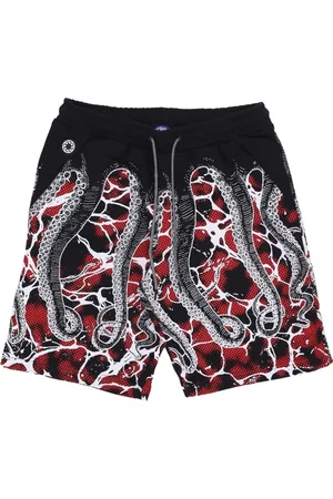 Octopus Shorts, Herre, Flerfarvet, XL, Bomuld, Marmor Sweatshort Sort