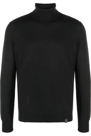 FAY Strik, Herre, Sort, 2XL, Uld, Sort turtleneck-jumper