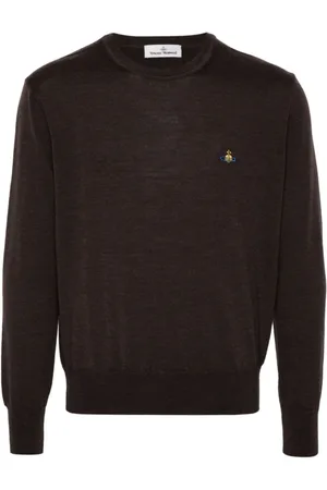 Vivienne Westwood Strik, Herre, Brun, XL, Uld, Brun Strik Trøje Orb Logo