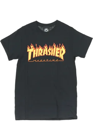 Thrasher Top, Herre, Sort, M, Flame Tee Sort/Gul Kortærmet T-shirt