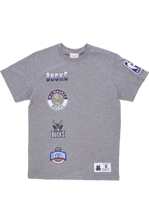 Mitchell & Ness Top, Herre, Grå, XL, Bomuld, Milwaukee Bucks NBA T-shirt