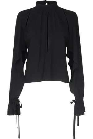 Pinko Bluser & Skjorter, Dame, Sort, L, Tyl, Silkebluse med lodret udskæring