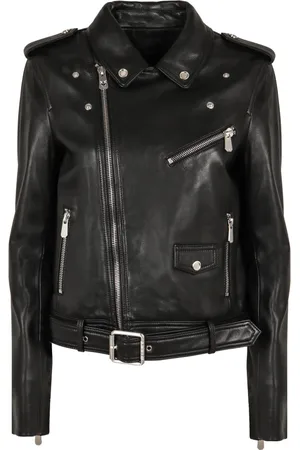 Pinko Jakke, Dame, Sort, S, Læder, Biker Style Læderjakke