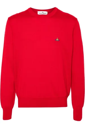Vivienne Westwood Strik, Herre, Rød, XL, Uld, Rød Striktrøje med Orb Logo