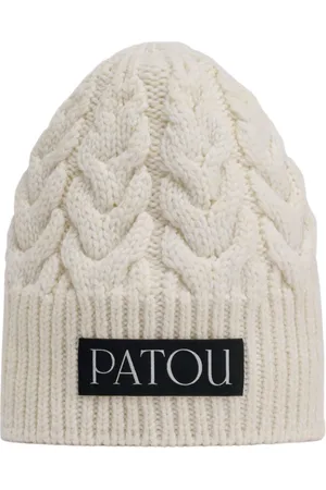 Patou Tilbehør, Dame, Hvid, ONE SIZE, Uld, Chunky Cable Knit Hat