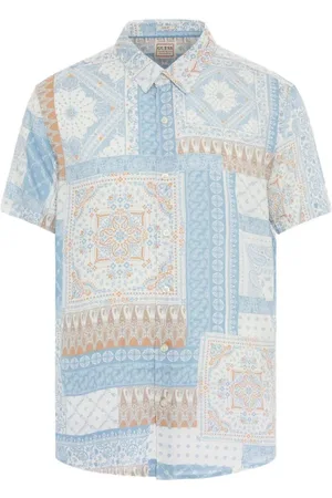 Guess Skjorte, Herre, Flerfarvet, L, Bandana Print Kortærmet Skjorte