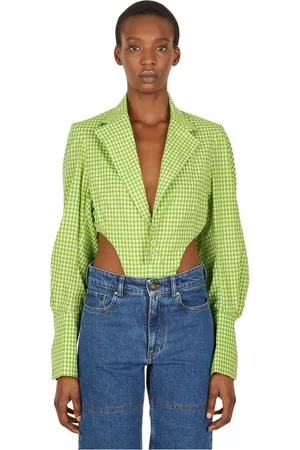Ninamounah Top, Dame, Grøn, M, Bomuld, Gingham Bacteria Bodysuit