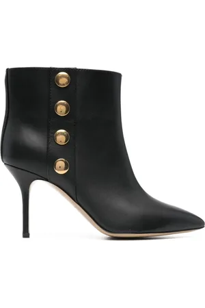 Moschino Sko, Dame, Sort, 37 EU, Uld, Sort Logo-Graverede Stiletstøvler