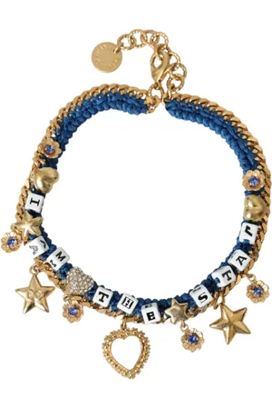 Dolce & Gabbana Tilbehør, Dame, Gul, ONE SIZE, Uld, Stjerne Charm Armbånd Blå Krystal