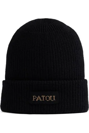 Patou Tilbehør, Dame, Sort, ONE SIZE, Uld, Sort Uld Logo Broderet Hat