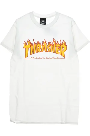 Thrasher Top, Herre, Hvid, XL, Bomuld, Flame Tee Herre T-shirt Hvid/gul