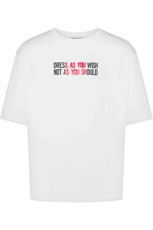 Moschino Top, Herre, Hvid, S, Bomuld, Slogan Print Logo Crew Neck T-shirt