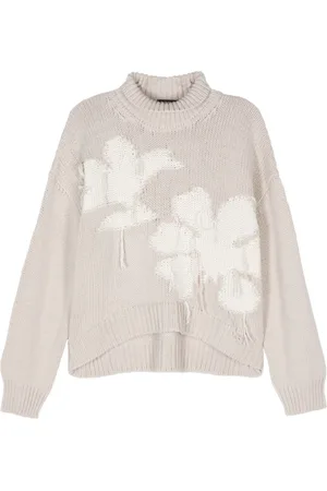 Dondup Strik, Dame, , 2XS, Uld, Chunky Knit Floral Turtleneck Sweater