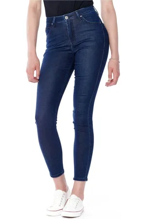 Lee Jeans, Dame, Blå, W27 L33, Denim, Højtaljede skinny jeans - Mørk denim