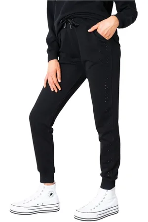 Armani Exchange Bukser, Dame, Sort, S, Bomuld, Sort Bomuld Bukser med Sidelommer
